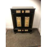 19th C. ebonised and gilded side cabinet.