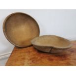 Two early 19th C. pine butter bowls.