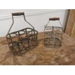 Two early 20th C. metal bottle carriers.
