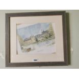 Framed coloured print depicting Watergate Sligo road