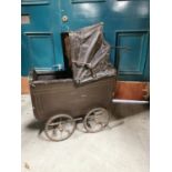 Late 19th C. brown leather child's pram