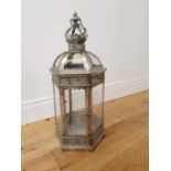 Decorative metal and glass lantern.