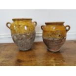 Two rare 19th C. glazed terracotta Confit pots.