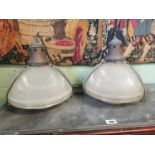 Pair of 1940's Holophane hanging lights
