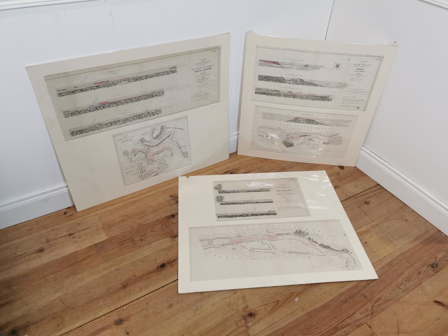 Set of three survey maps of the River Shannon.