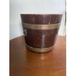 19th. C. brass bound mahogany ice bucket