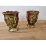 Pair of Anduze glazed terracotta urns.