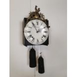 Pingot Comtoise brass and enamel dial wall clock.