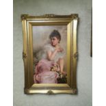 Edwardian oil on canvas portrait of a lady.