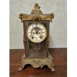 19th C. gilded brass French mantle clock.