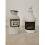 Two early 20th C. chemist jars.
