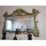Irish Edwardian giltwood and gesso over mantle mirror.