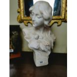 Art Deco marble bust of a Young Girl.