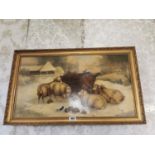 R. S. Mott Countryside Sheep Oil on Canvas {54 cm H x 90 cm W}.