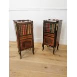 Pair of French inlaid kingwood bedside lockers.