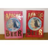 Pair of metal Apache advertising signs