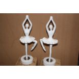 Pair of white painted Ballerina statues