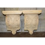 Pair of decorative white wooden corbels
