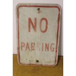 Metal No Parking sign