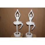 Pair of white painted Ballerina statues