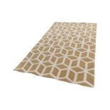 Gold and white Geometrical design rug.