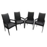 Set of four leather upholstered dining chairs