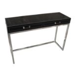 Chrome and leather console table.