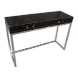 Chrome and leather console table.