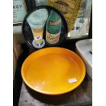 Two tinplate advertising trays