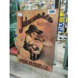Tin Plate Johnson and Co American Fruits sign.