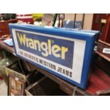 Wrangler Jeans tinplate and Perspex light up advertising sign