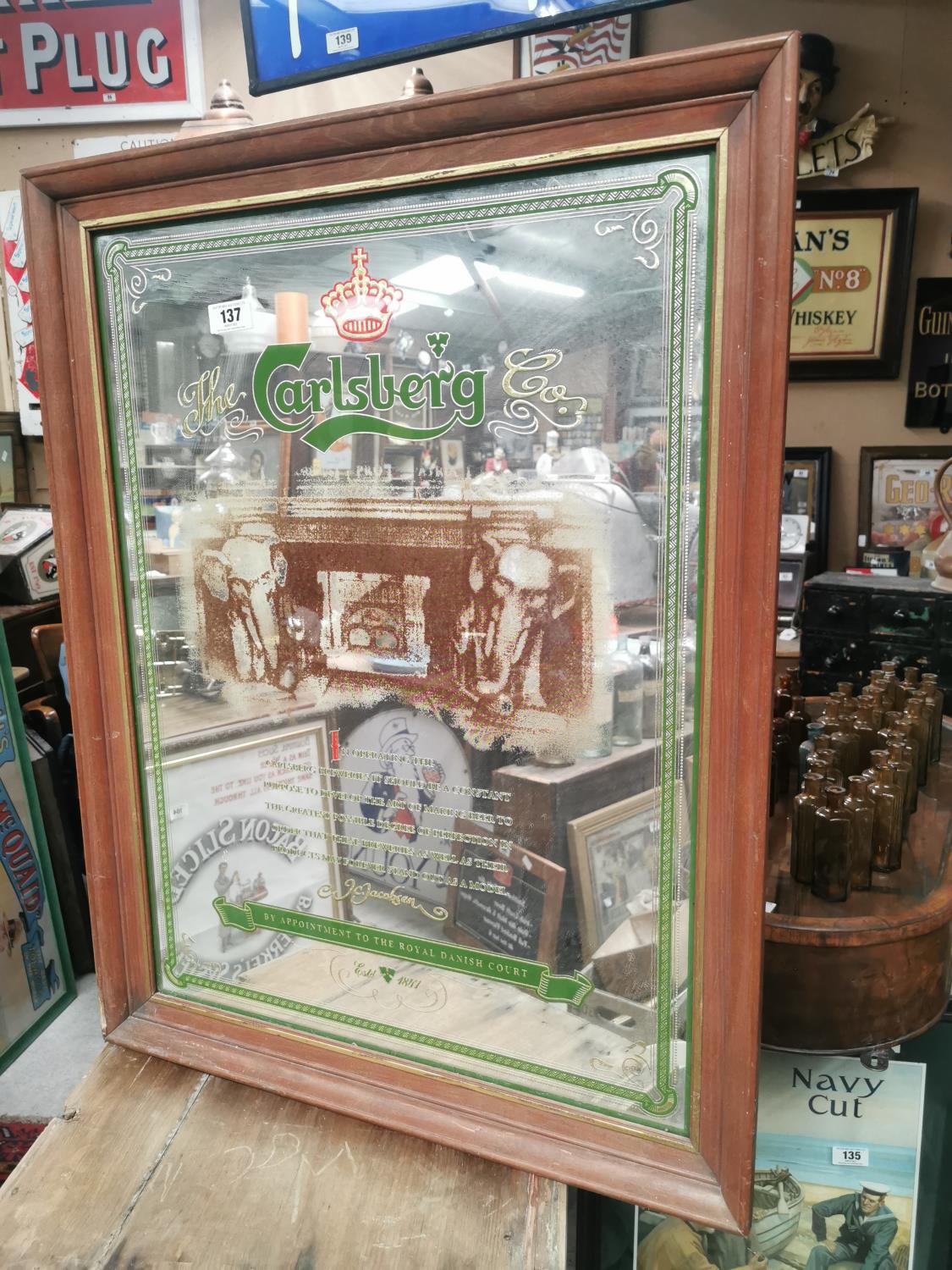 Carlsberg framed advertising mirror