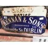 Enamel Keenans and Sons Ironworks sign