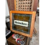 Framed stained glass Heineken panel