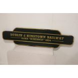 Dublin & Kingstown Railway Hibernia 1834 wooden painted sign.