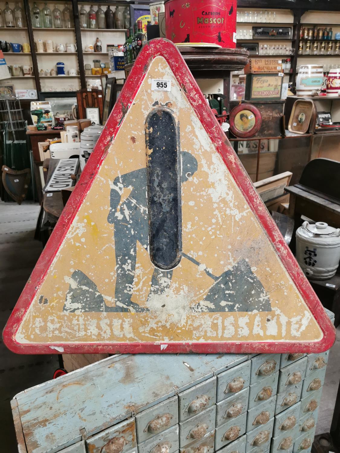 Early 20th C. tin plate road sign