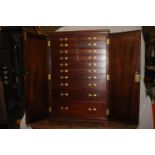 Mahogany fourteen drawer specimen cabinet