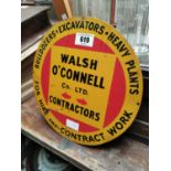 Walsh O'Connell Contractors metal nameplate.