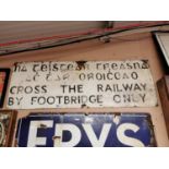 Tin Plate bi-lingual Cross the Railway