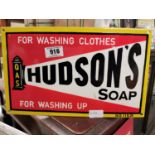 Hudson's Soap For Washing Up enamel advertising sign