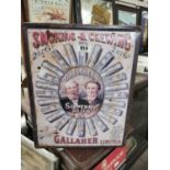 Smoking Chewing Gallagher's Tobacco tinplate advertising sign