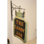 The Candy Jar double sided metal advertising sign