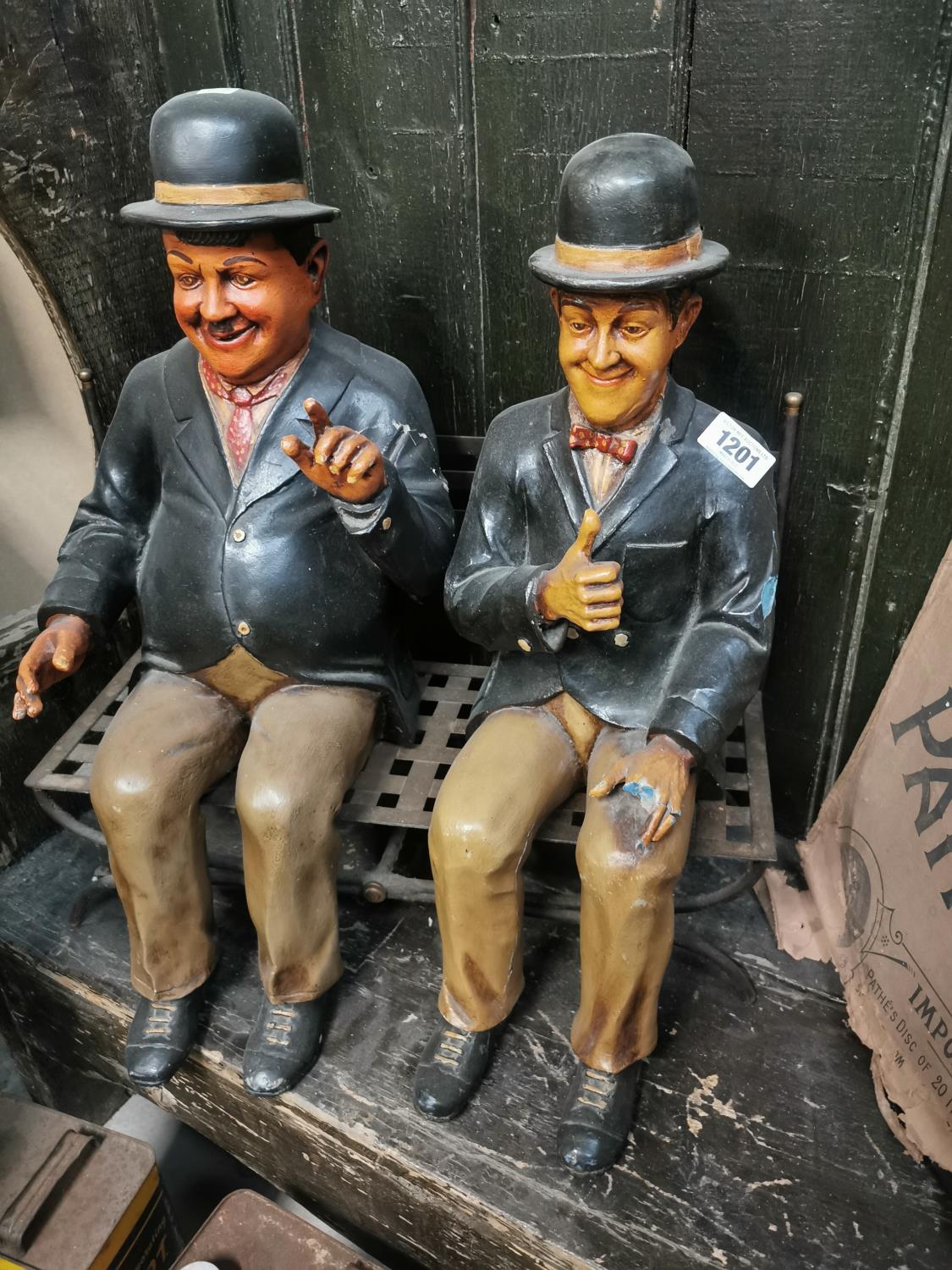 Composition model of Laurel and Hardy seated on bench - Image 2 of 2