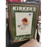 Kirker's Table Water framed advertising showcard