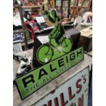 Raleigh All Steel Bicycle tin plate advertisement.