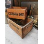 Smithwick's and Canada Dry wooden advertising boxes