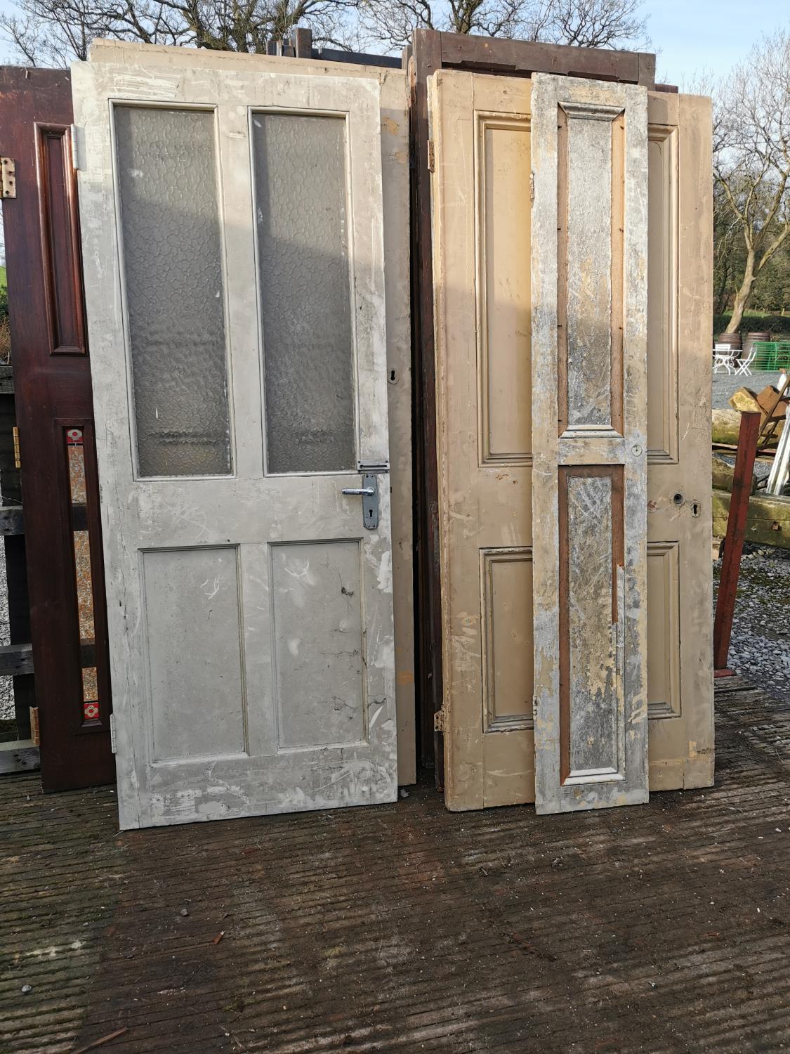 Large collection of painted pine panelled doors. - Image 2 of 8