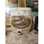 Ceramic Sherry dispenser decorated with fish.