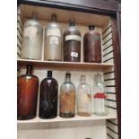 Collection of nine 19th C. glass chemist bottles.