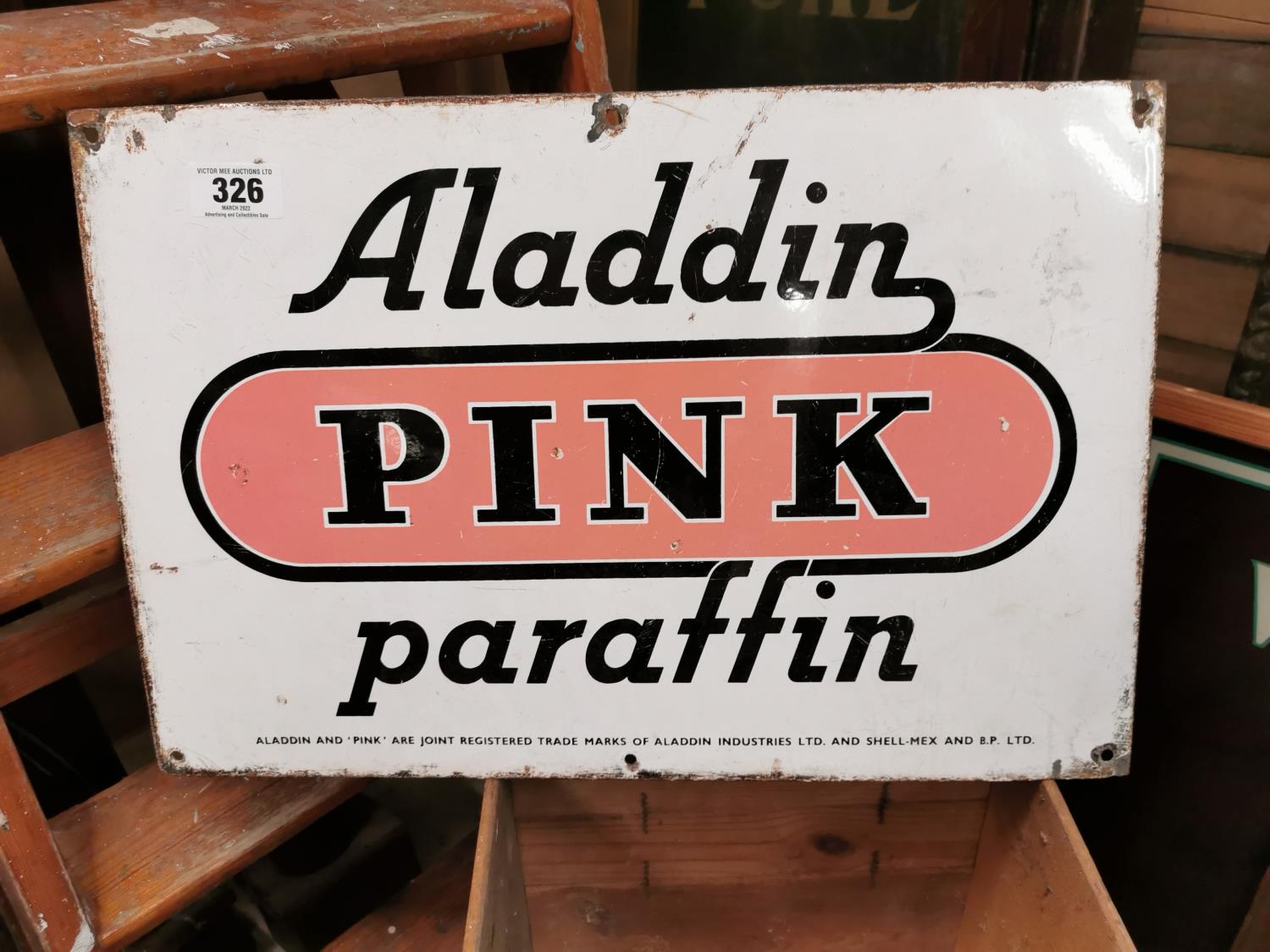 Aladdin Pink Paraffin advertising sign